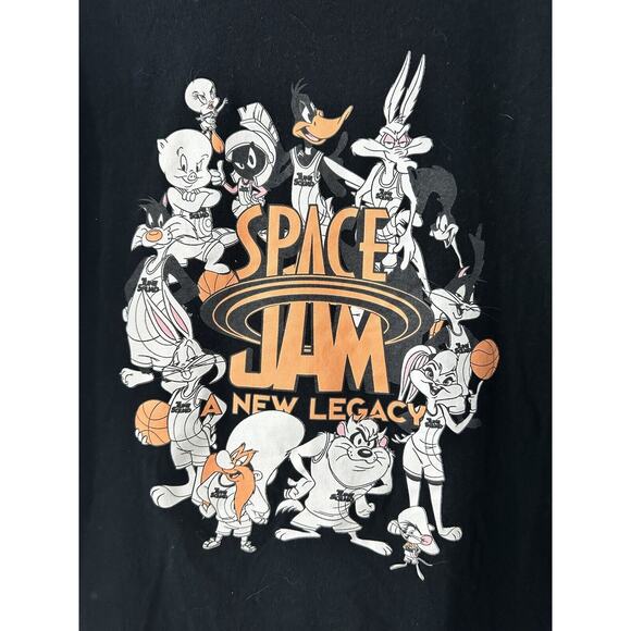 Space Jam A New Legacy Mens L Short Sleeve Crew‎ Neck Black Graphic T Shirt - Picture 1 of 4